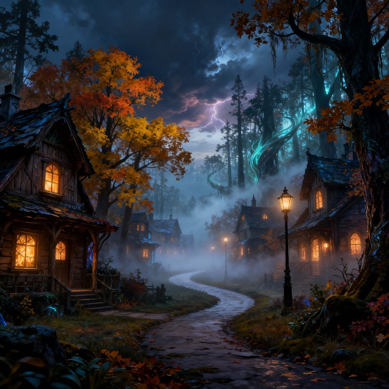 Misty Forest Town Unveiled in Fantastical Matte Painting Sty...