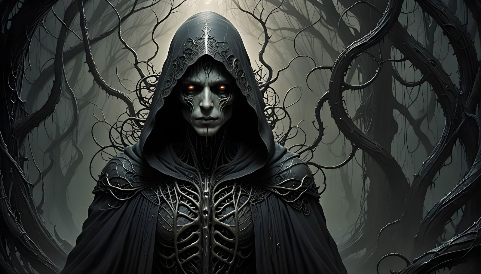 The Grim Reaper's Mysterious Form in Dark Fantasy Style