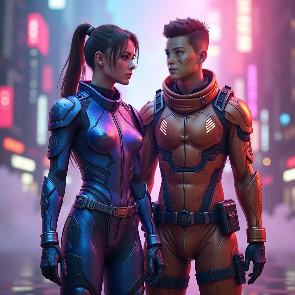 AI Police Officers: Detailed Matte Painting