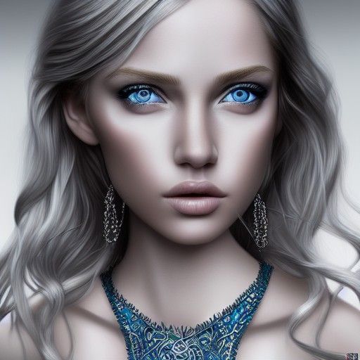 Blonde Woman Blowing Kiss in Hyper-Realistic Portrait