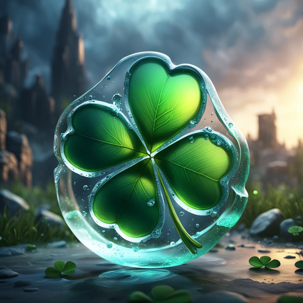 Glass Four Leaf Clover Matte Painting