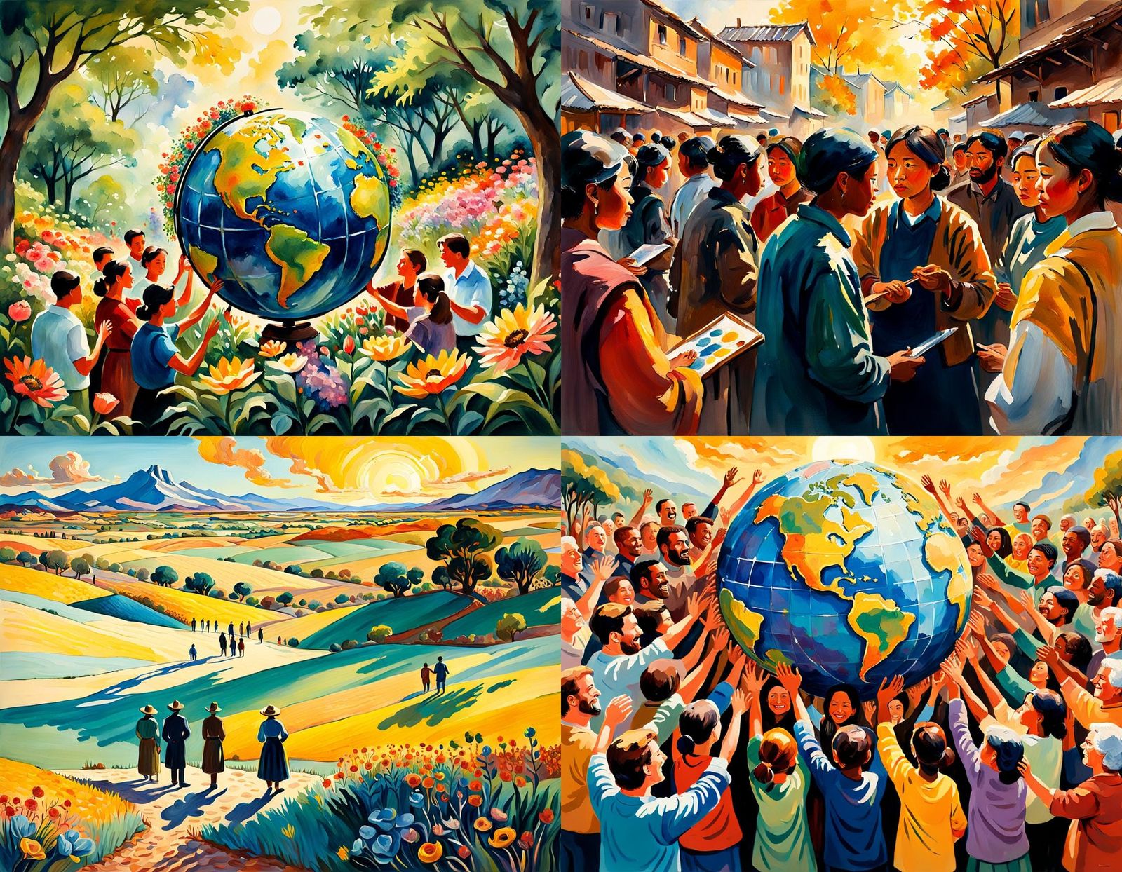 Cultivating Global Interdependence: An Impressionist Gouache...