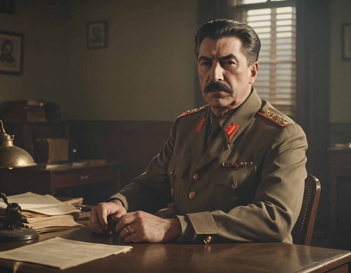 Cinematic Portrait of Joseph Stalin in Soviet Office