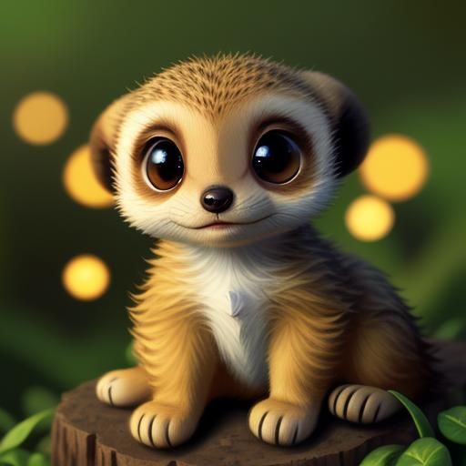 Adorable Meerkat Cub Puppy in Pixar Style