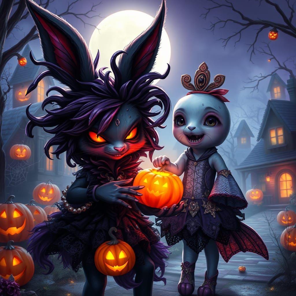 Halloween Outing: Demonic Bunny and Seal Girl