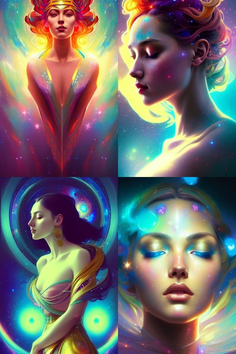 Majestic Space Goddess in Cyberpunk Style