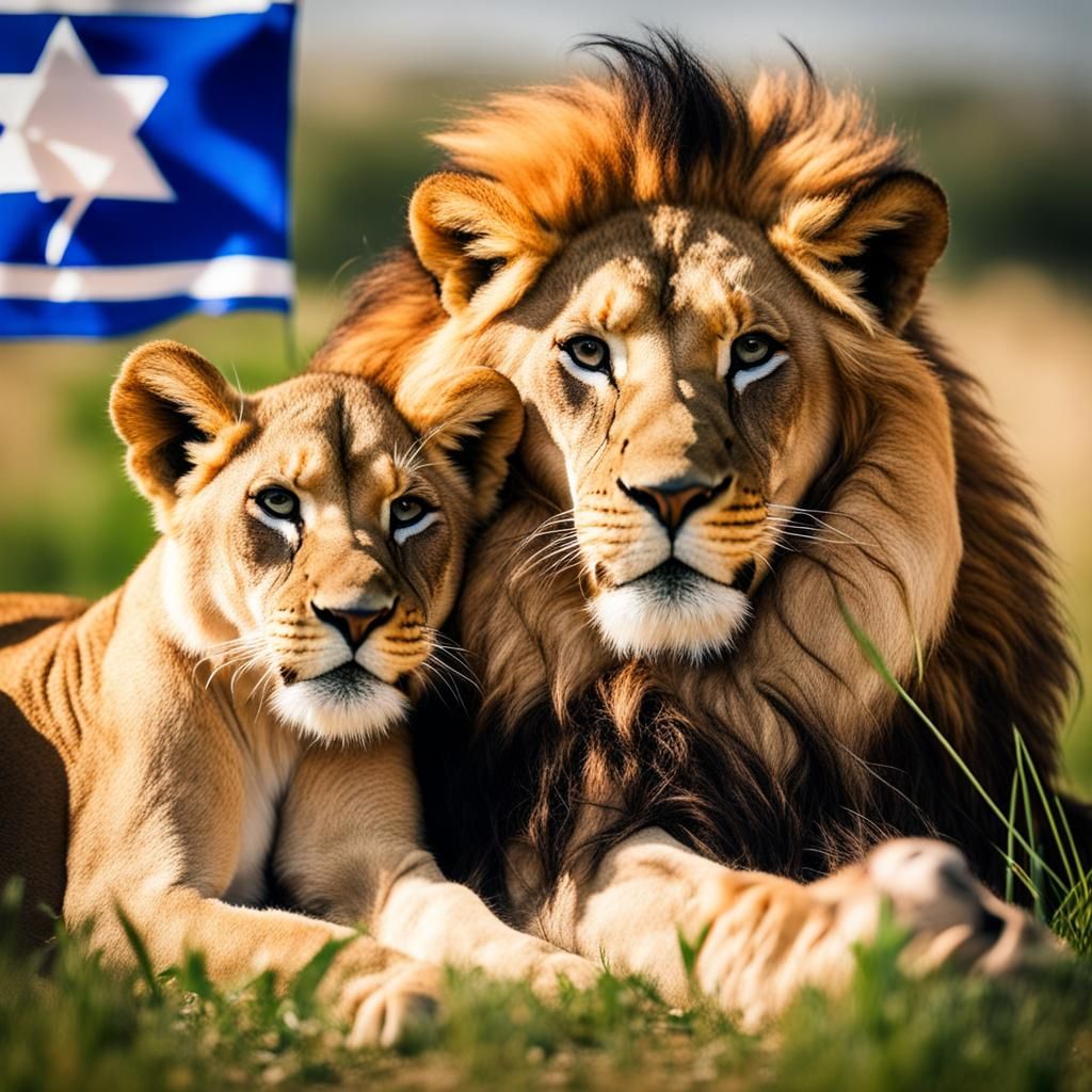 Lions in Uniform With Israeli Flag