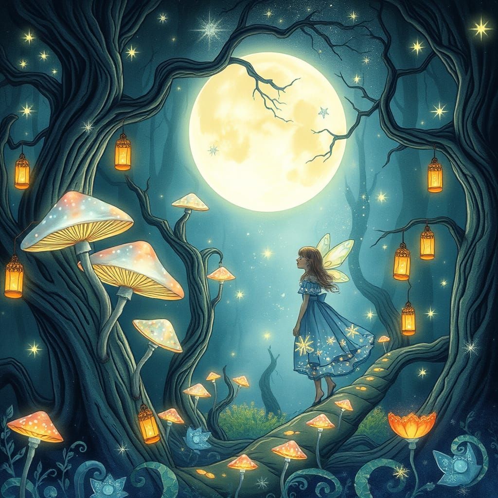 Whimsical Fairy Realm in Dreamlike Watercolor Style