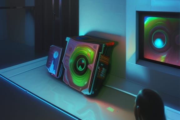 Synthwave Neon Retro Scene in 3D