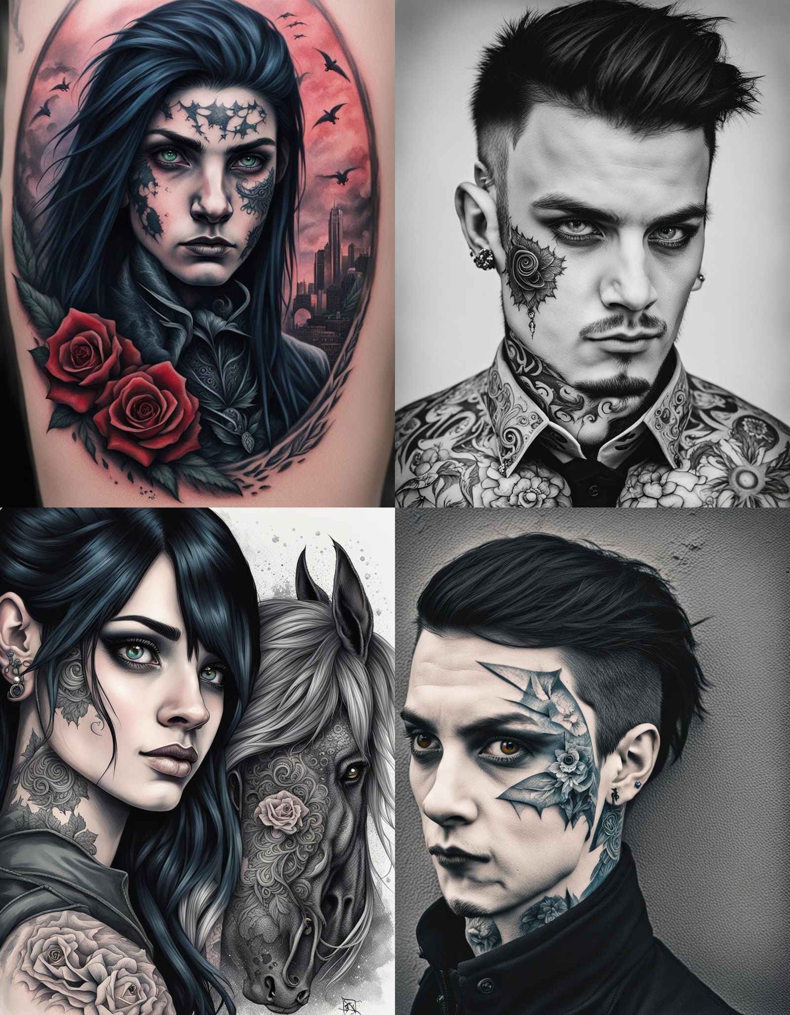 Gothic Owl Man Portrait with Tattoo in Studio Lighting