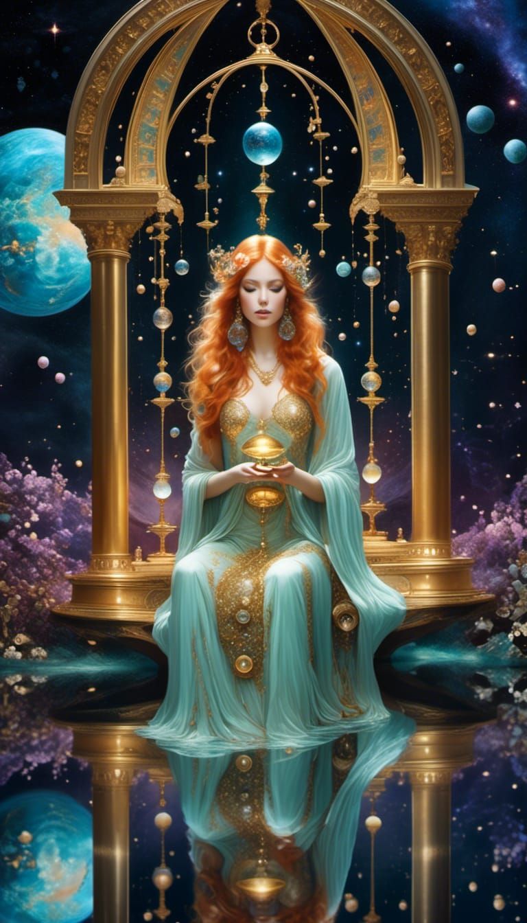 Time Goddess with Hourglass in Dark Fantasy Art