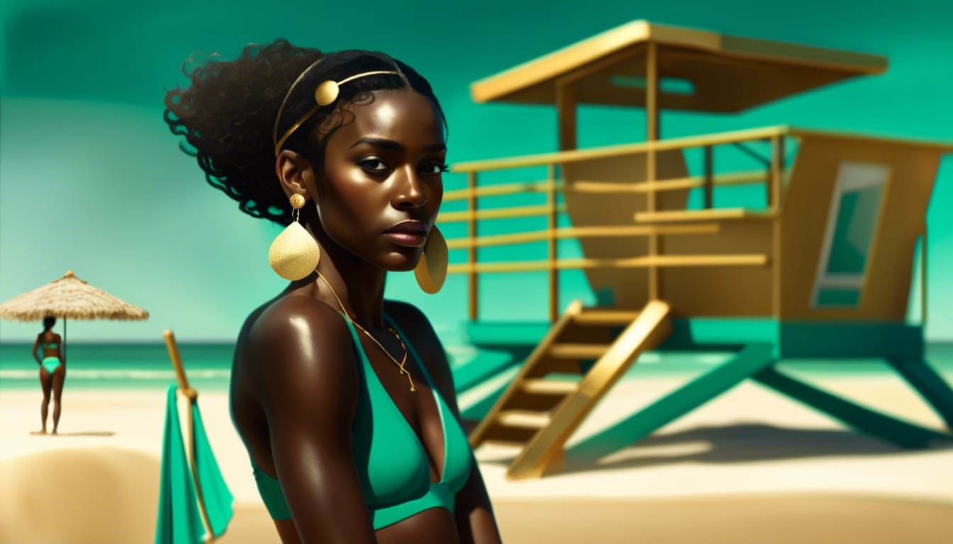 A pretty African Woman seen at the beach