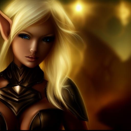 Blonde Elf in Revealing Armor