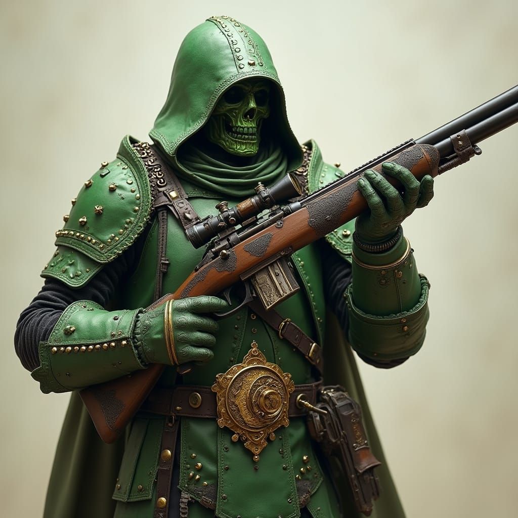 Warforged Soldier in Steampunk Disguise with Sniper Rifle