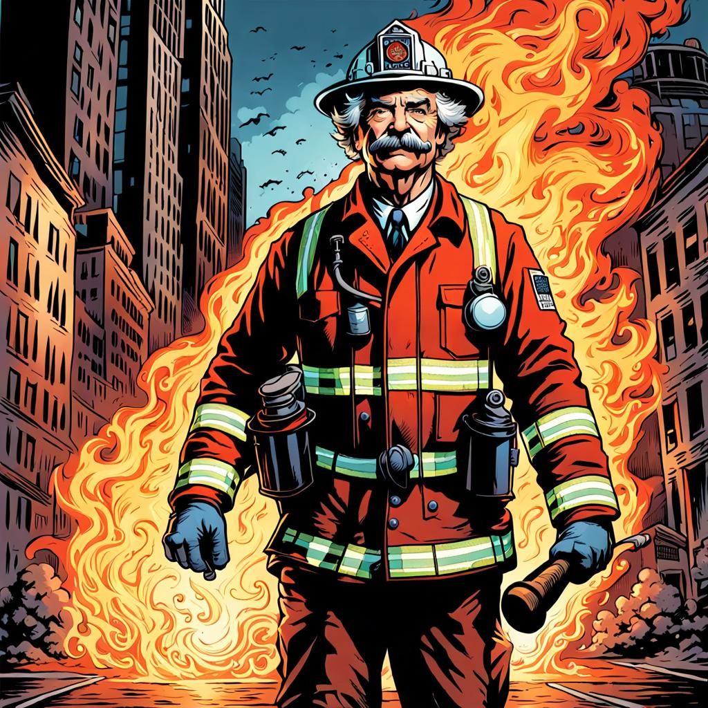 Mark Twain as a NYC Fire Fighter Mark Brooks and Dan Mumford...