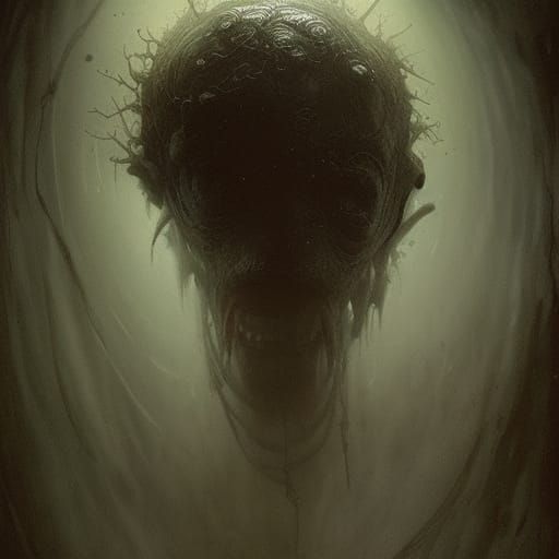 Horrifying Brain Creature in Gothic Horror Style