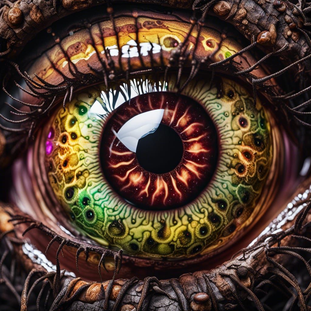 Insanely Detailed Creepy Eyes with Iridescent Galaxies