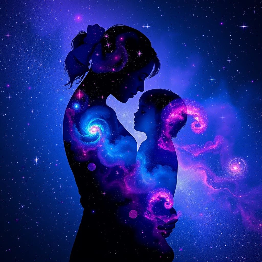 Cosmic Mother and Child: Galactic Constellation