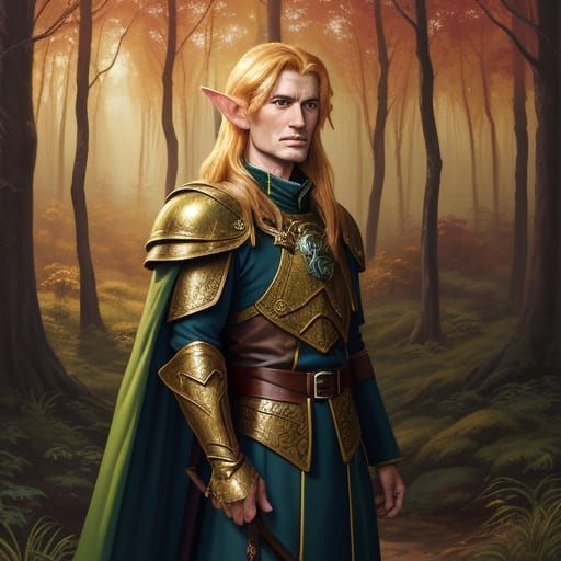Enchanting Elf Questor Portrait in Oil Painting Style