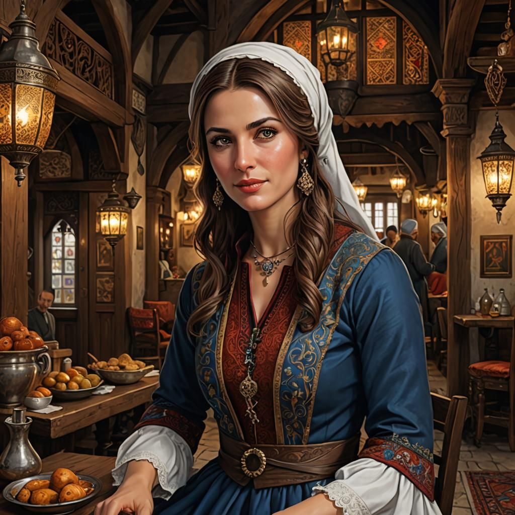 Elegant Turkish Inn Owner in Autumn Night