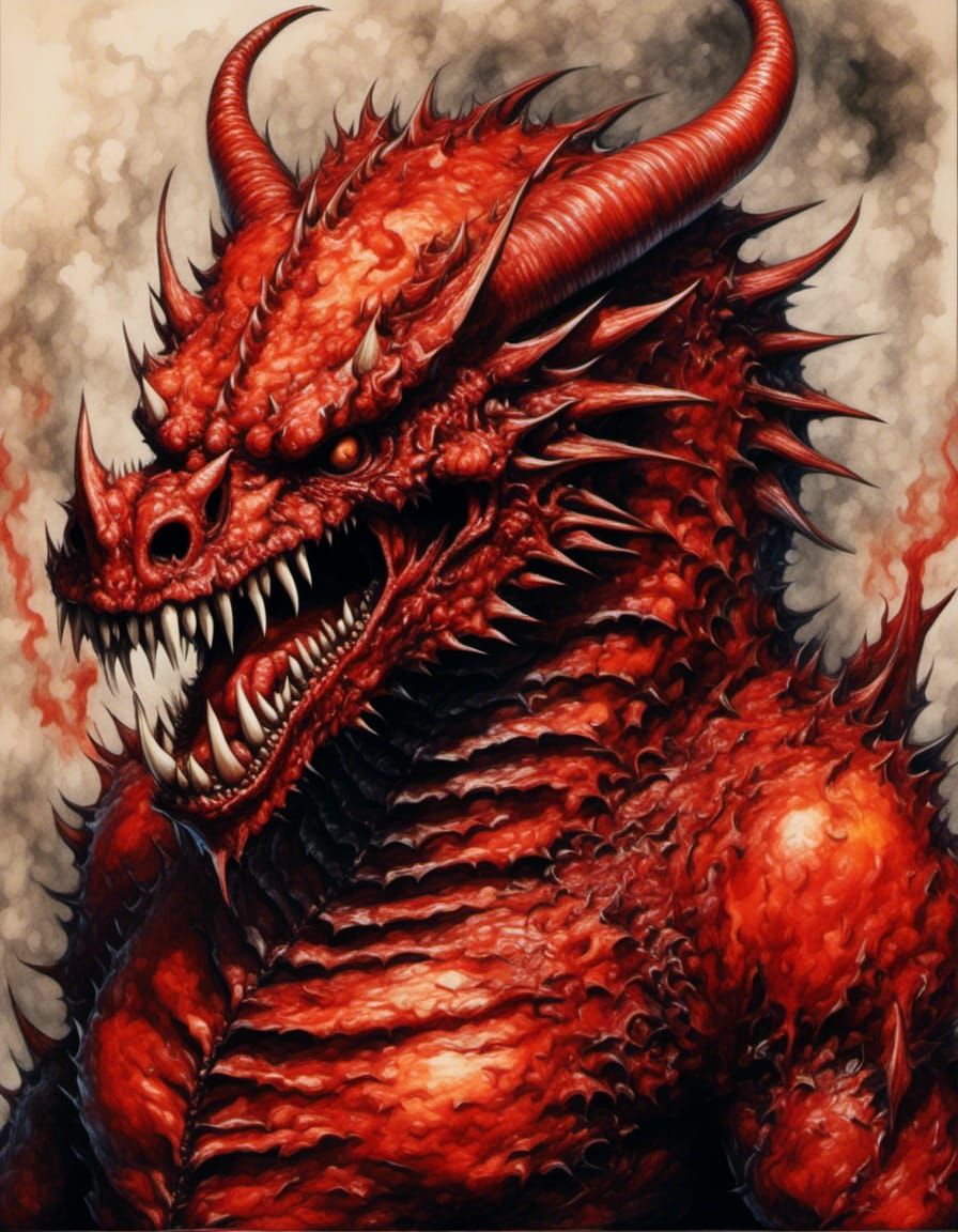 Flaming Dragon Eating Peppers on Fire