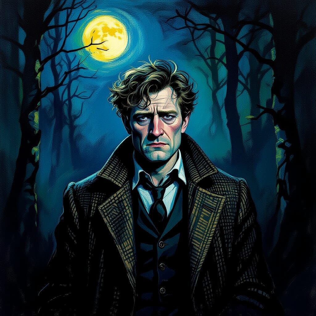 Remus Lupin Brooding in the Forbidden Forest: Munch Style