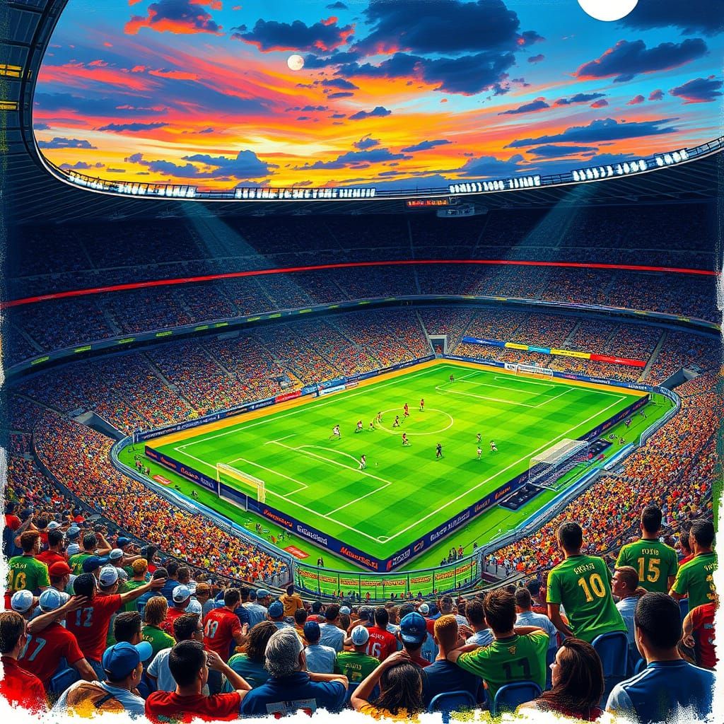 Electric Soccer Stadium at Dusk