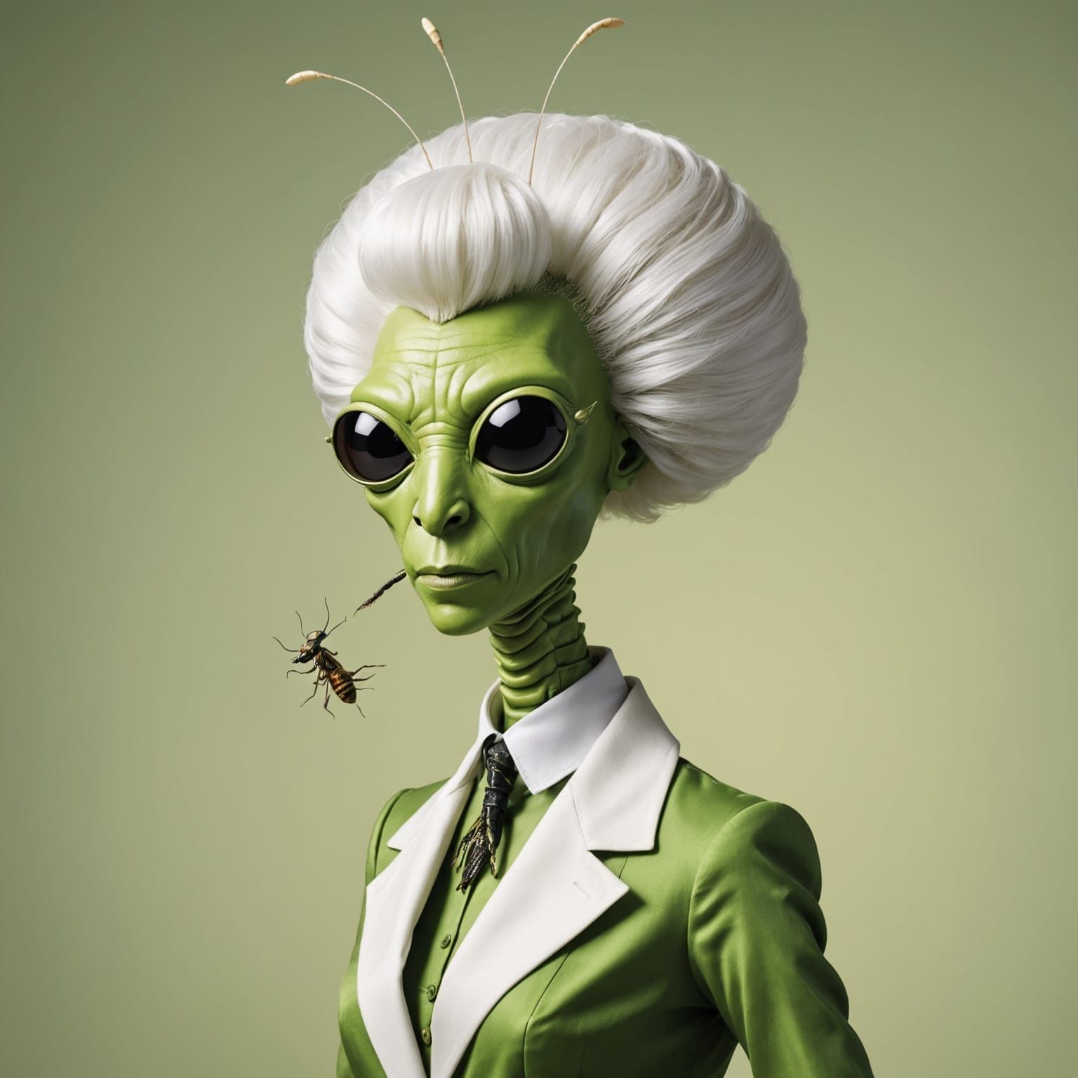 Anthropomorphic Mantis with 50's Beehive Wig