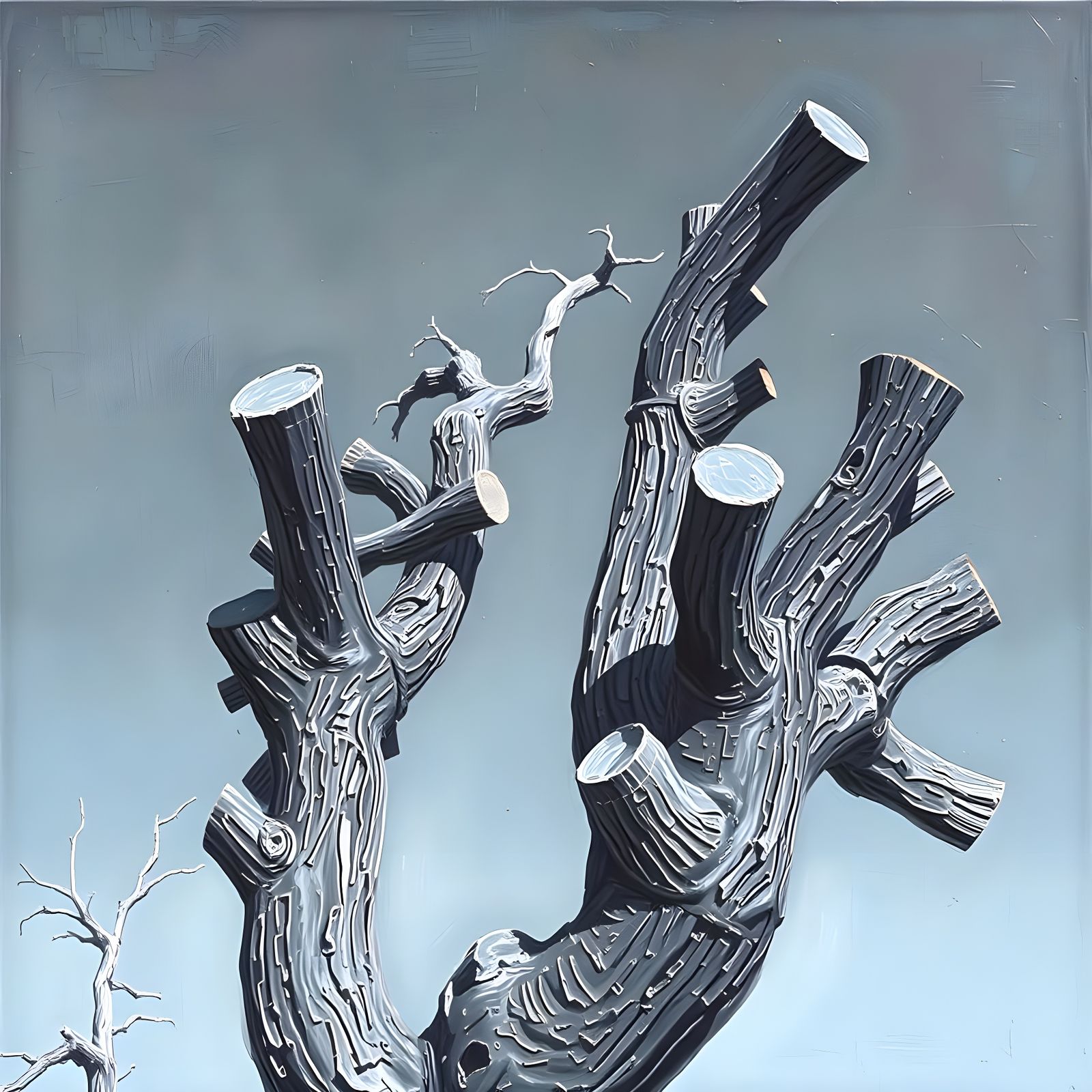 Expressionistic Painting of a Badly Trimmed Tree