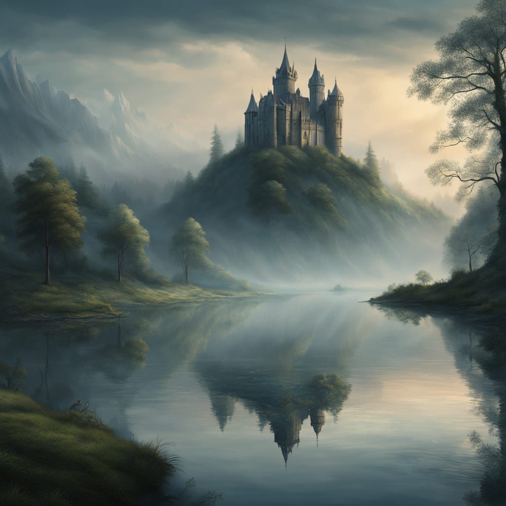 Ethereal Gothic Castle at Dawn