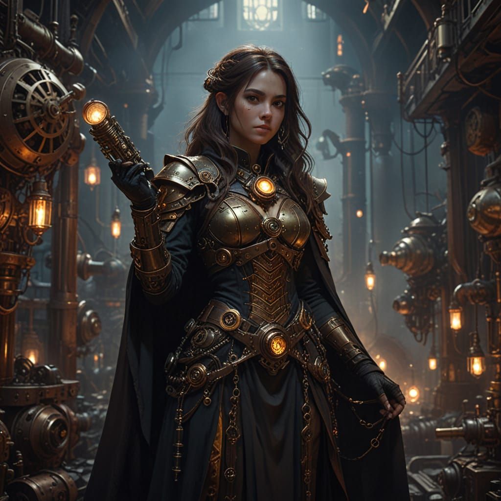 Steampunk Siren Amidst Whirring Gears