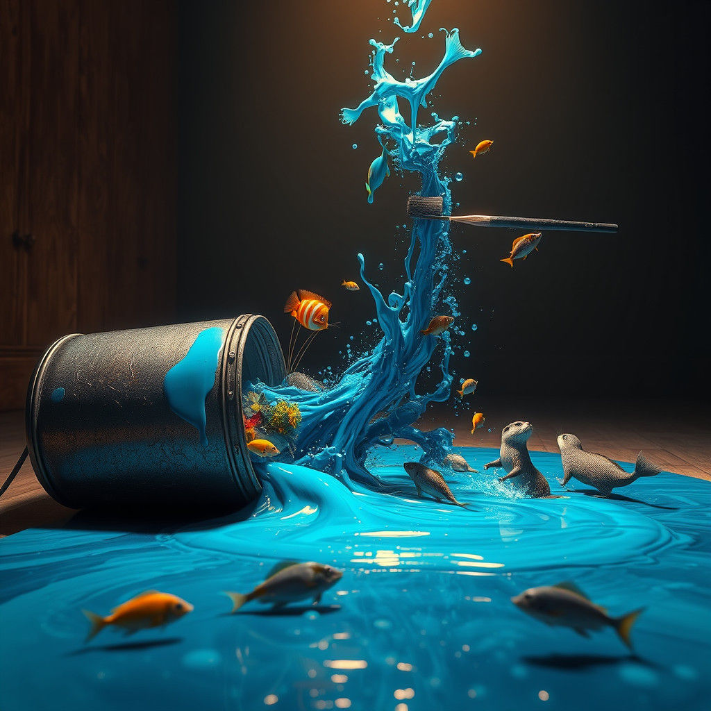 Ocean in Paint Can, Fantasy Digital Art