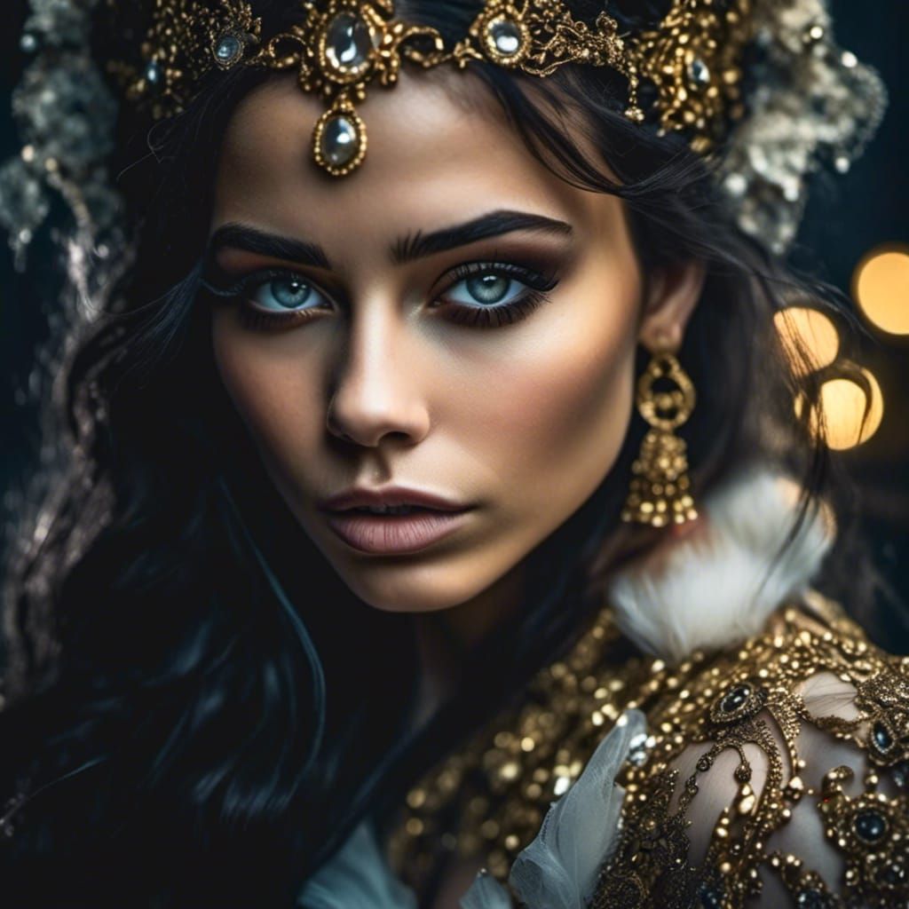 Heavenly Portrait with Extreme Eyes in Hyperrealistic Style