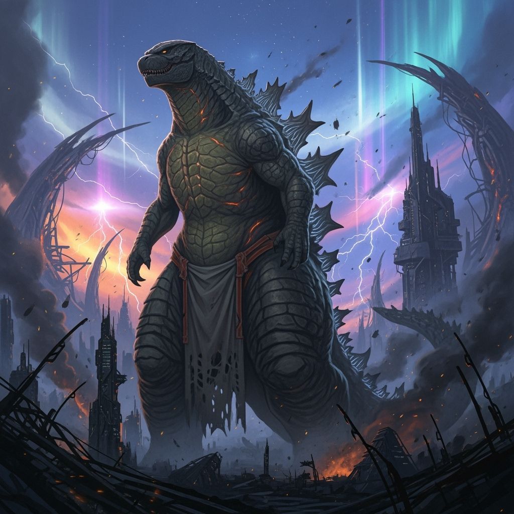 Godzilla as Lizard Taur Destroys City