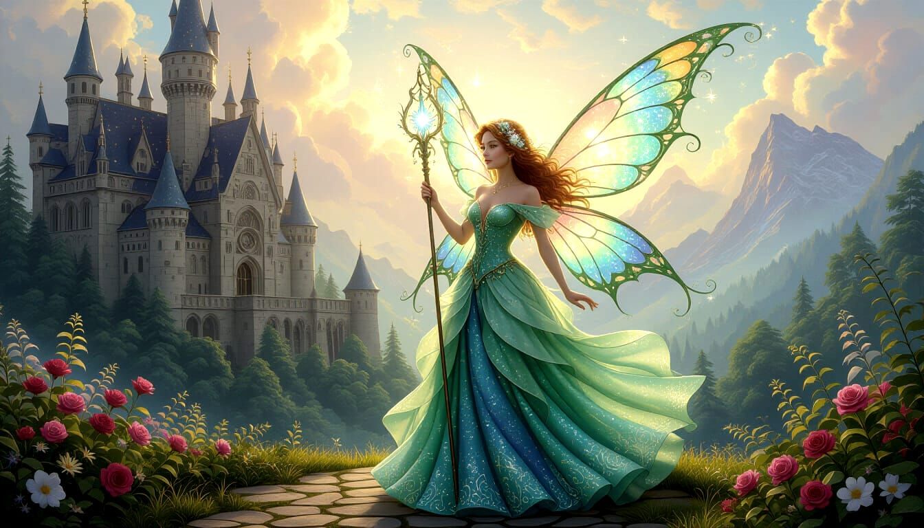 Hyper Charged Fairy in Shimmering Impasto Style