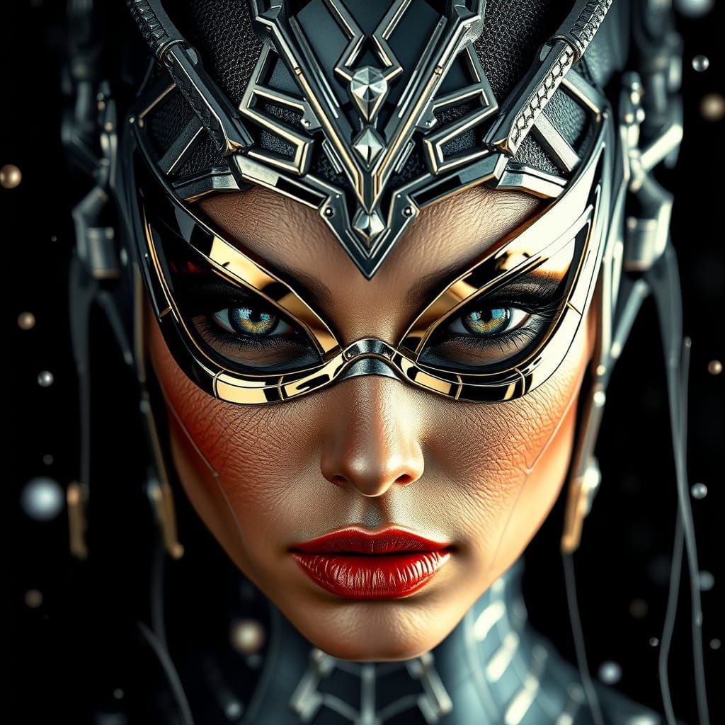 Cyberpunk Goddess Portrait in Neo-Noir Aesthetic