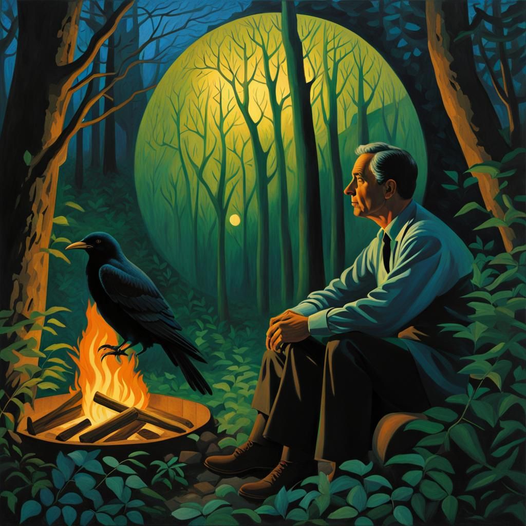 Enchanted Forest Campfire Under Protective Dome