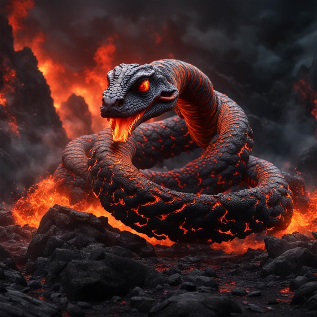 Terrifying Molten Lava Snake Concept Art
