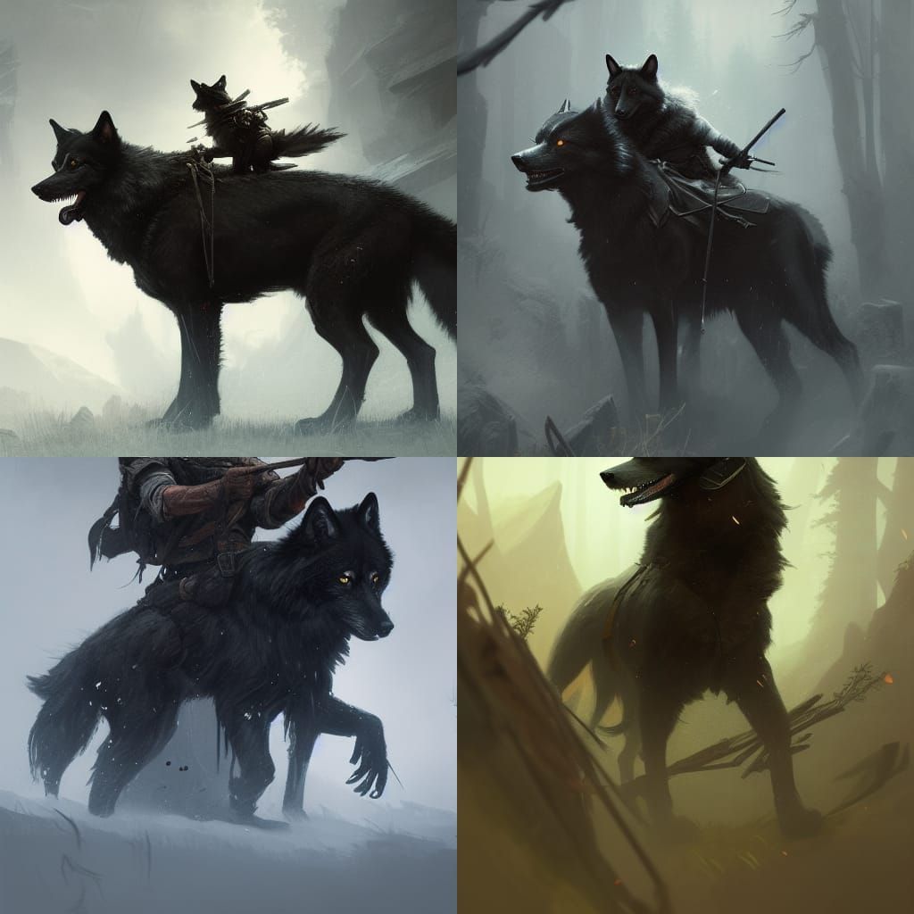 Ranger and Wolf Companion in Dark Fantasy Style