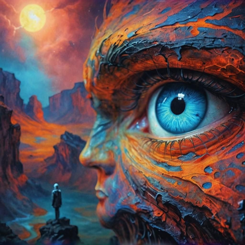 Dark Surrealism: Figure Gazing into the Abyss