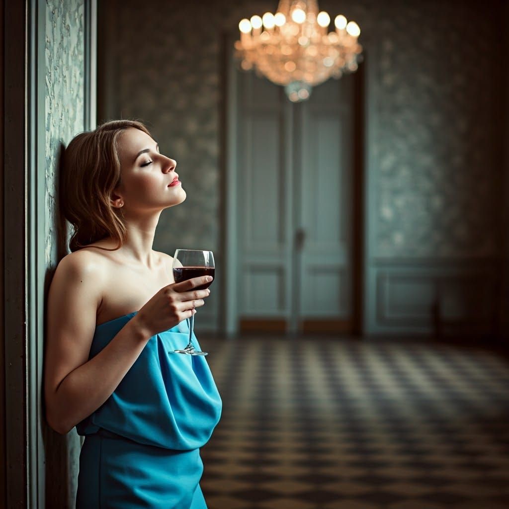 Elegant Woman in Vintage Room, Soft Focus Photography