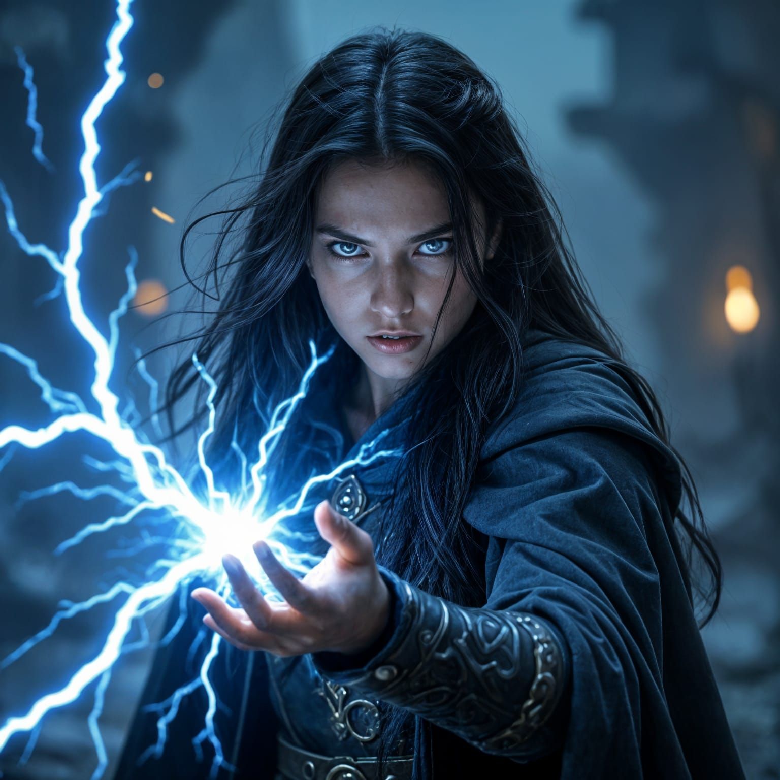 Teenage Warrior Woman Crackles With Lightning Energy