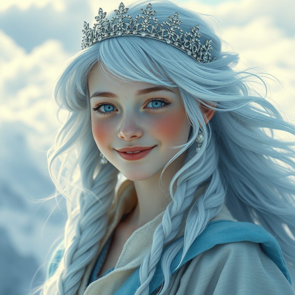 Ethereal Snow Princess in Elegant Winter Attire