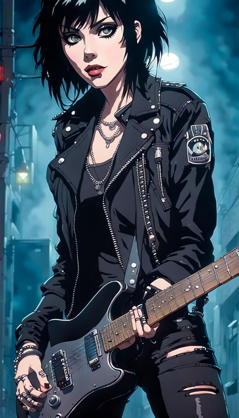 Anime-Style Portrait of a Punk Rocker in Alley