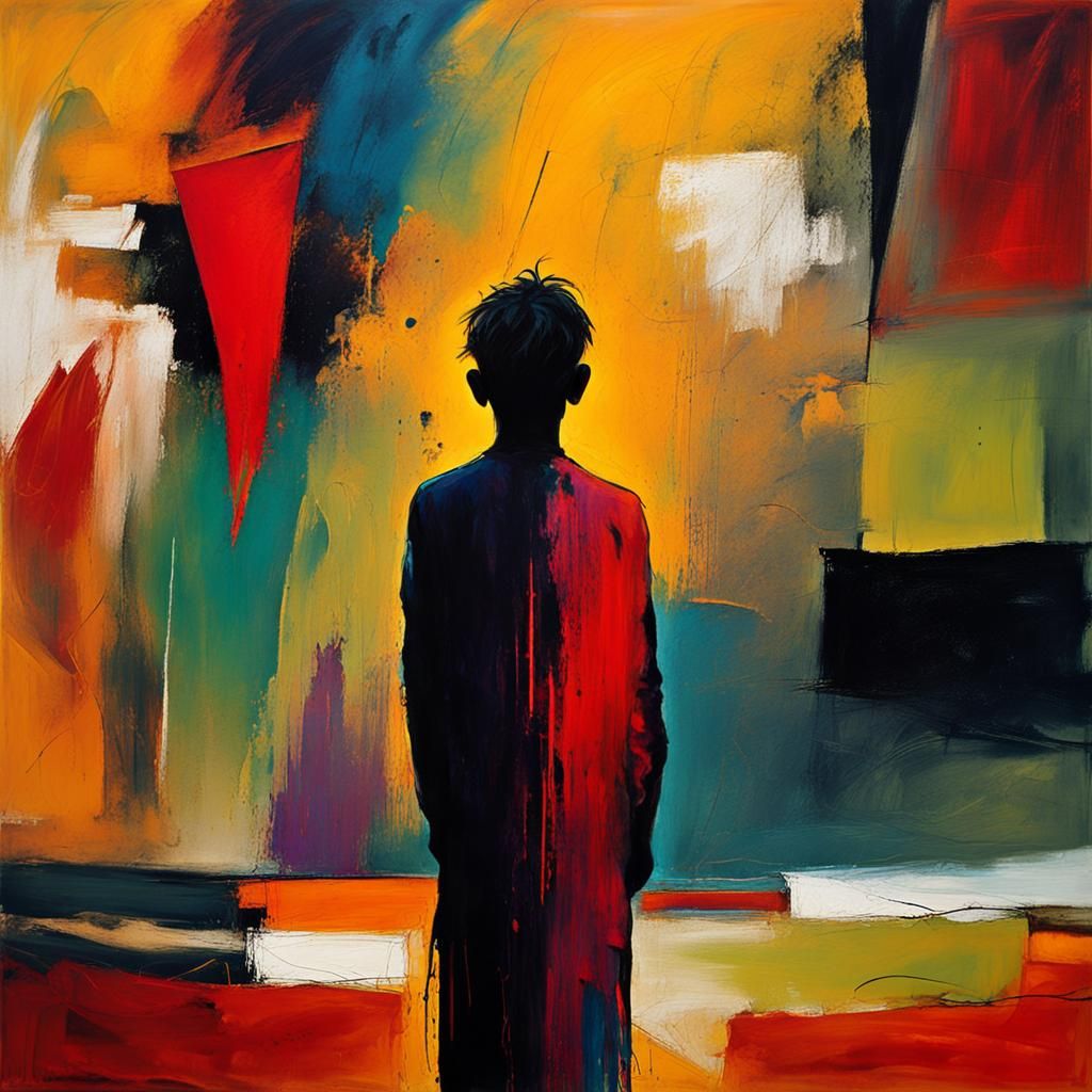 Abstract Expressionism: Solitary Figure in Empty Space