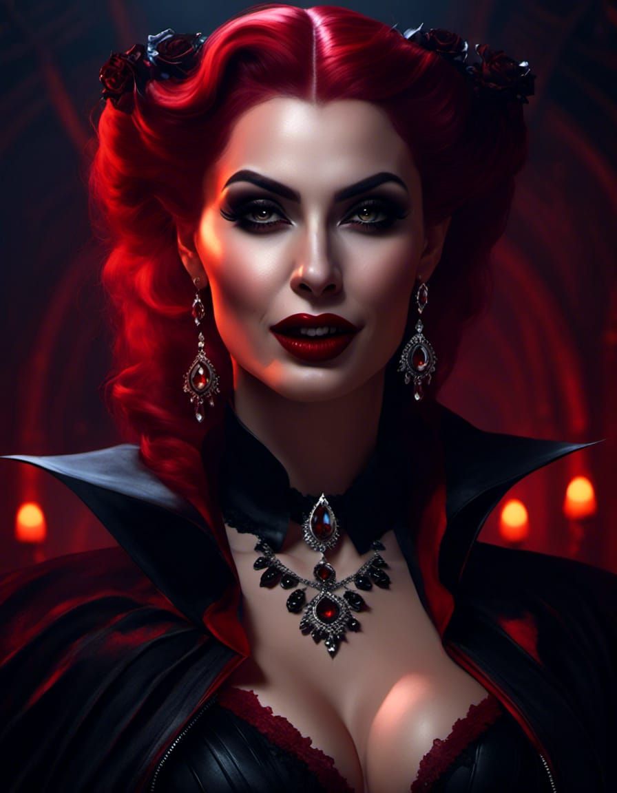 Gothic Vampire Pinup Portrait in Fantasy Style