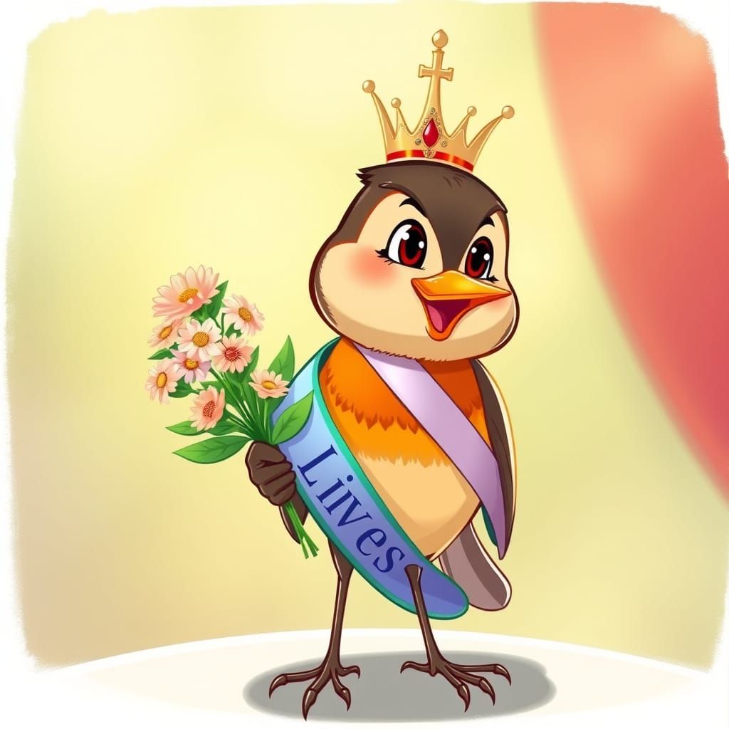 Cartoon Robin Wins Beauty Contest