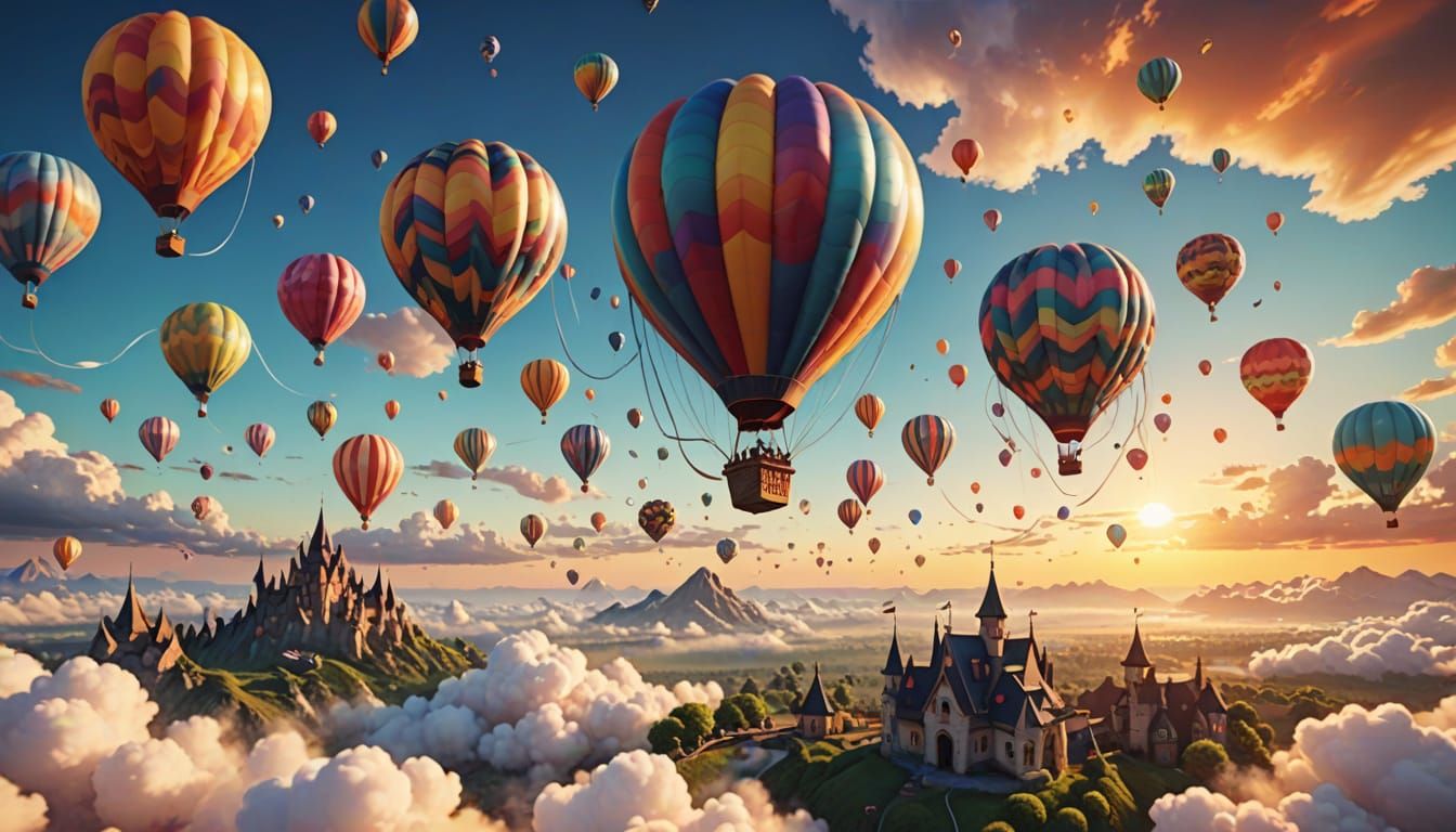 Balloon Animal's Whimsical Flight: Digital Art in 4K