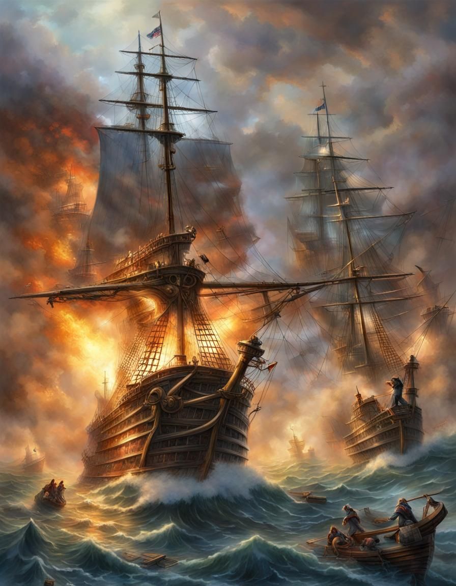 Pirate Ships in Battle: Photorealistic Fantasy
