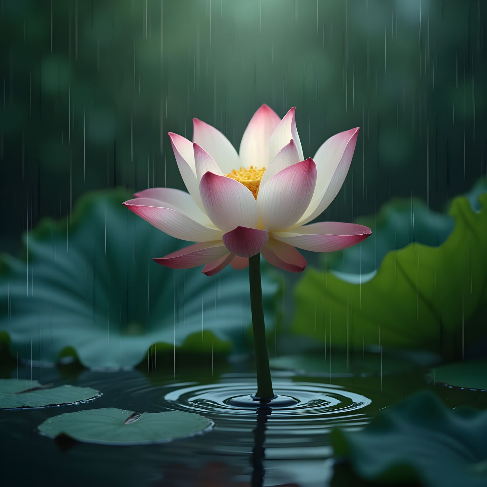 Lush Pre-Dawn Pond Scene in Photorealistic Style